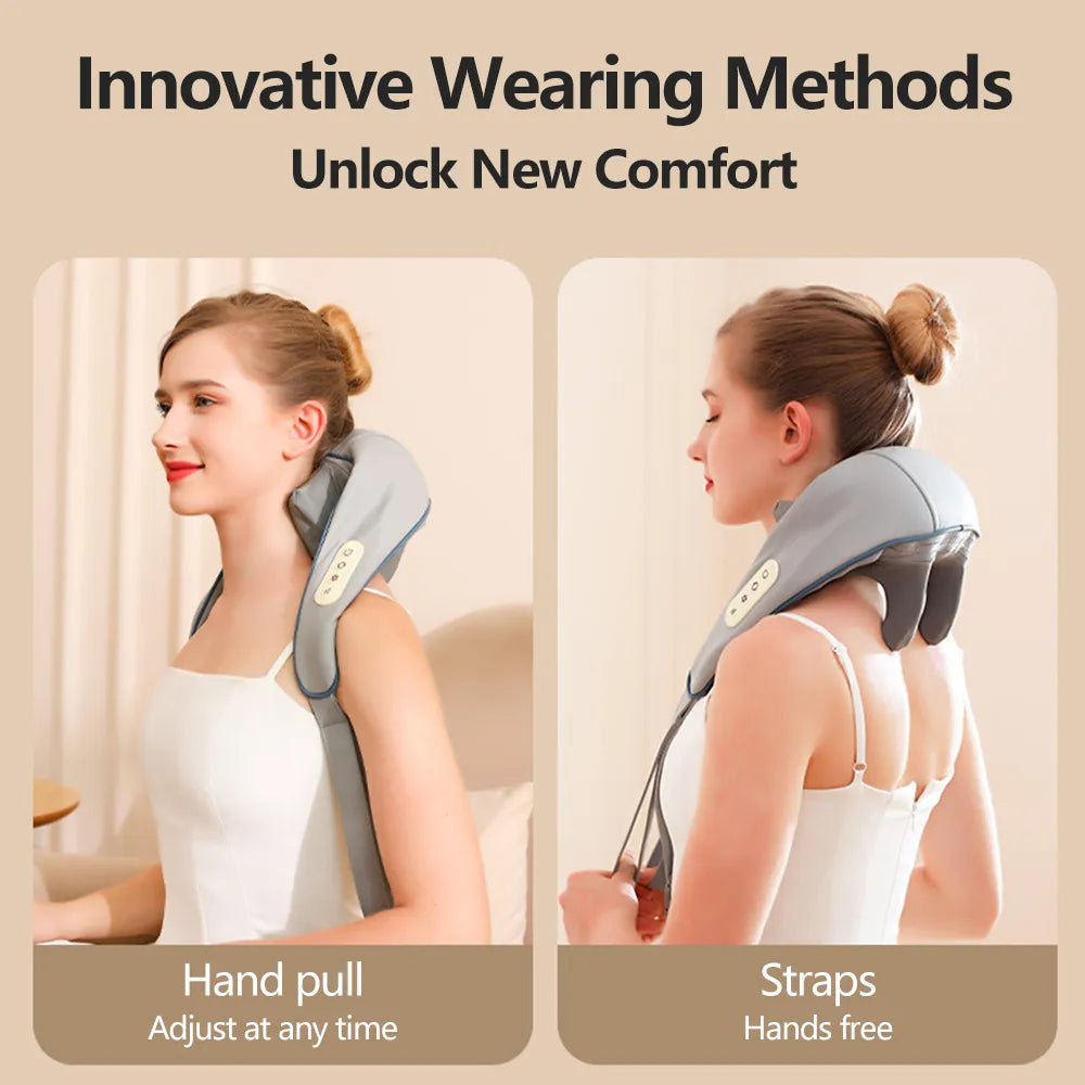 Massagers for Neck and Shoulder with Heat Shiatsu Kneading Neck Massager Rechargeable Cervical Massage Shawl Soothing Muscle