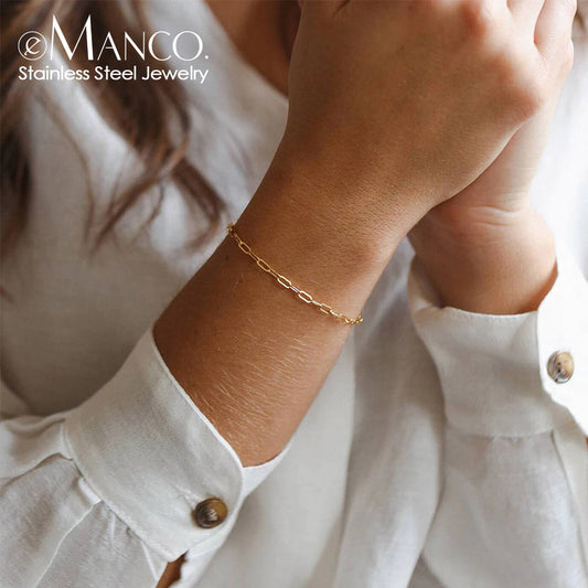 Emanco Not Dark 316 Stainless Steel Bracelet for Women Minimalist Chain Bracelet Women Stainless Steel Jewelry