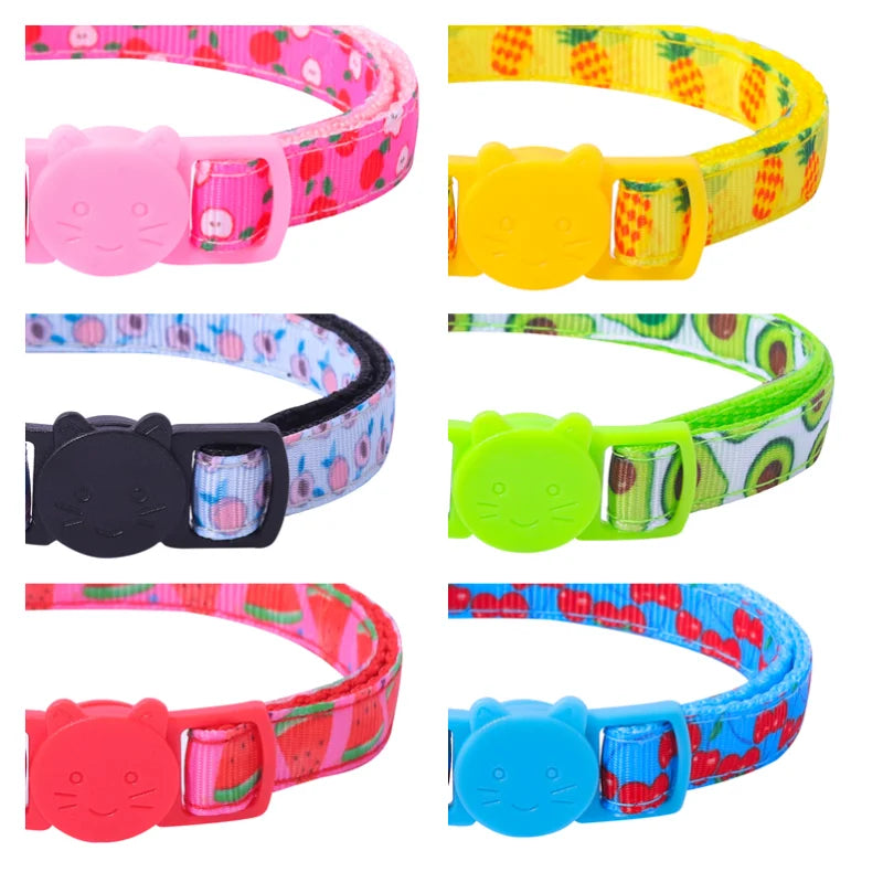 Multiple Colors Pet Ribbon Fruit Cat Collar with Bell Accessories Pet Collar Adjustable Safety Bell Ring Necklace Pet