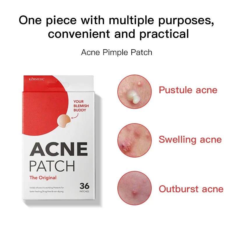 36 Patches/Set Hydrocolloid Acne Pimple Patch for Covering Zits and Blemishes, Spot Stickers for Face Skin Care Tool