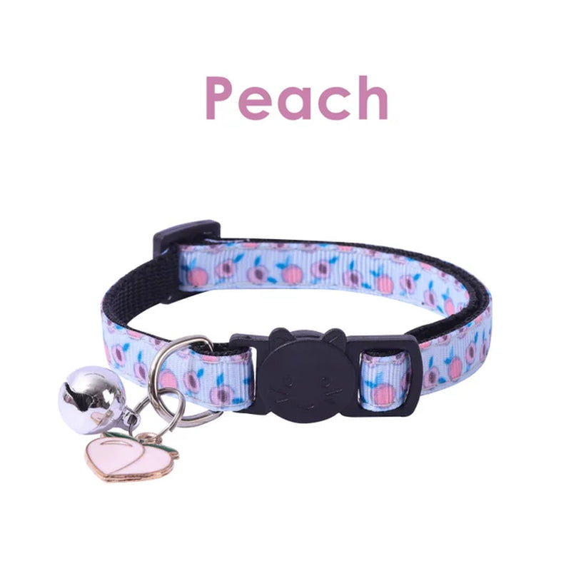 Multiple Colors Pet Ribbon Fruit Cat Collar with Bell Accessories Pet Collar Adjustable Safety Bell Ring Necklace Pet