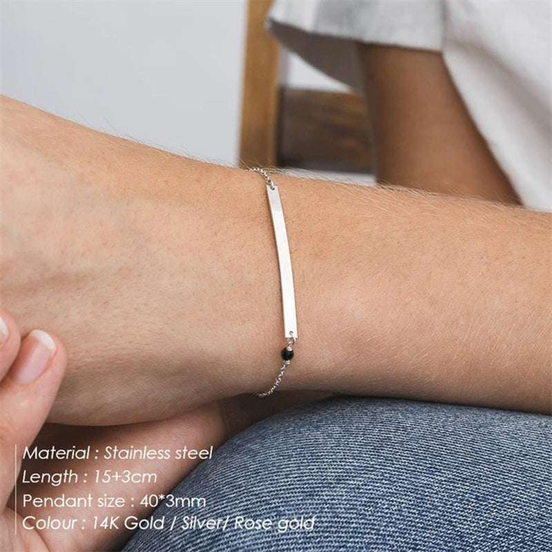 Emanco Korean Style Women Bar Bracelets Simple Stainless Steel Bracelets for Women Gifts Not Allergic